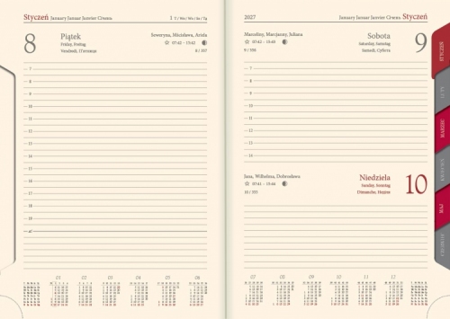 Kalendarz książkowy dzienny z registrami A5 NIEBIESKI